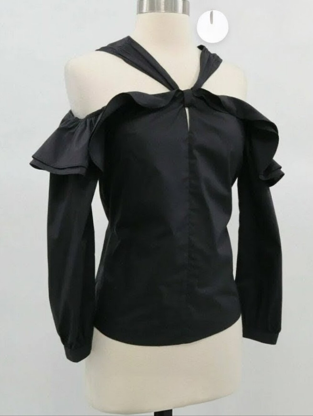 Beautiful J. Crew Black Ruffled Cold Shoulder Blouse - Picture 1 of 9
